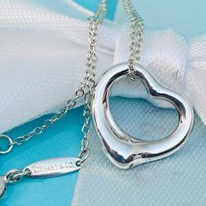Tiffany & Co Elsa Peretti open heart necklace 16mm Silver 16” with Box
